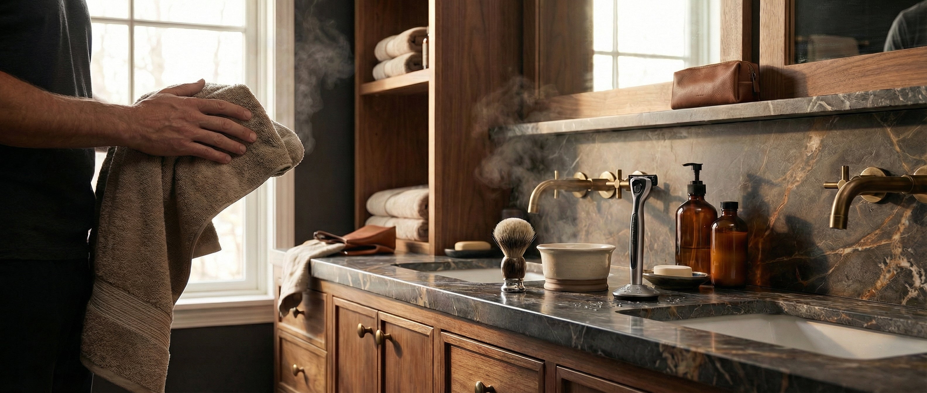 Defender razor in modern bathroom - v2 with product visible
